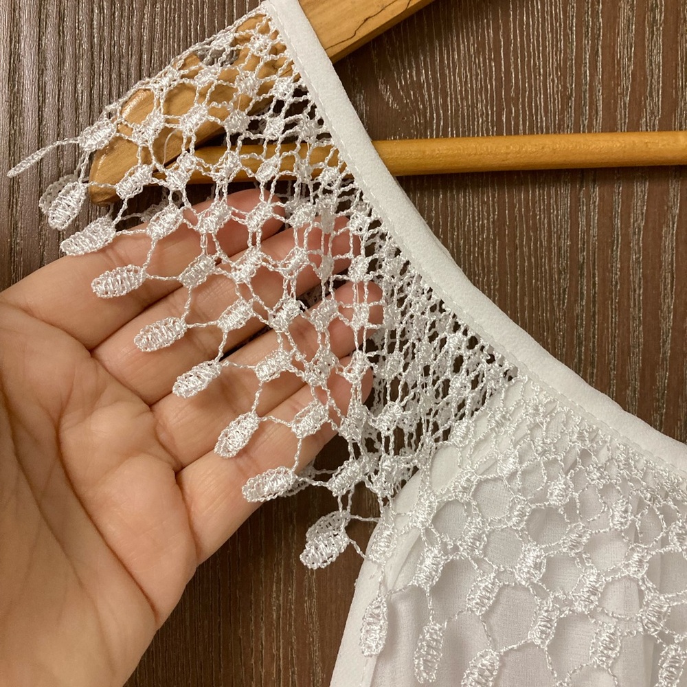 3X 4X White Maxi Dress coverup with lace Straps lace neckline NWOT cruise wear - Picture 7 of 7